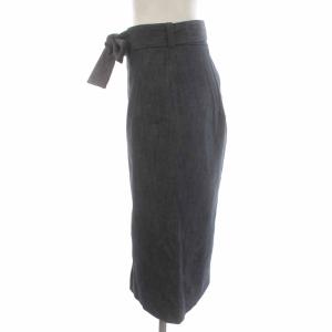 PAULE KA デニムスカート タイトスカート ミモレ ロング リボン スリット 36 S 紺 ネイビー