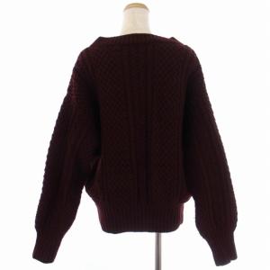 Plage ニット セーター 長袖 厚手 スキッパー ウール ナイロン F 茶 ブラウン 18-080-922-5021-3-0