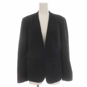 Paul Stuart 20AW スーツ セットアップ 上下 ノーカラージャケット タイトスカート ひざ丈 6 M 紺 ネイビー