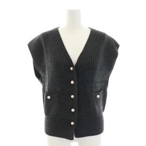 22AW パールボタン畦ニットベスト 前開き タグ付き ウール F グレー