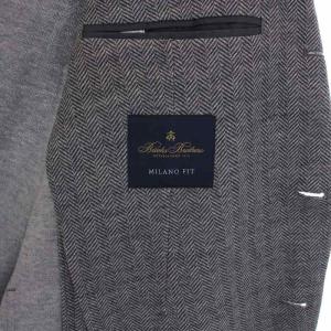 Brooks Brothers EMMETEX コットン ウール フランネル シングル テーラードジャケット 3B サイドベンツ ヘリンボーン 44S グレー