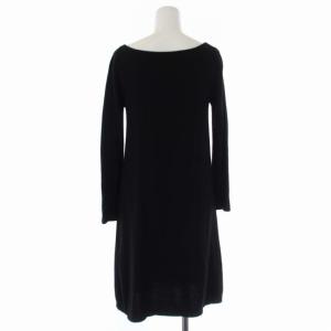 SYBILLA ニット ワンピース 長袖 クルーネック ひざ丈 花柄 ウール M 黒 ブラック 赤 レッド