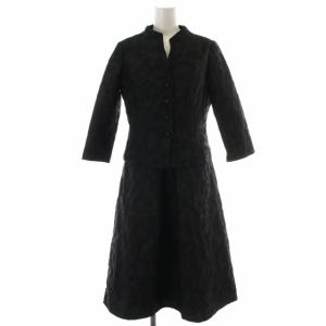 SYBILLA フォーマル セットアップ 2点セット ジャケット ハイネック 七分袖 ワンピース ロング フレア ノースリーブ 花柄 M 黒