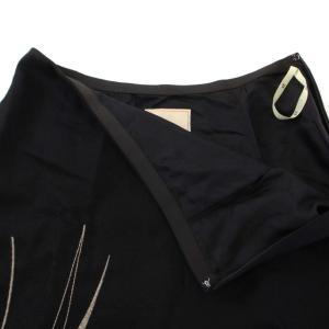 SYBILLA フレアスカート ひざ丈 花柄 刺繍 ウール M 黒 ブラック