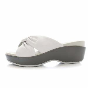 ミュール サンダル リボンモチーフ レザー 厚底 靴 シューズ 5.5B 22.5cm 白 ホワイト