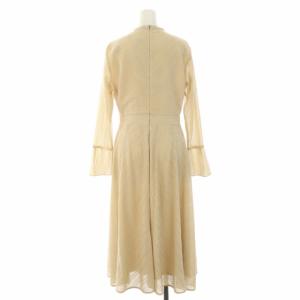 CELFORD 18AW ジャガードレースタートル ワンピース フレア ひざ丈 ハイネック フレアスリーブ 長袖 38 M ベージュ