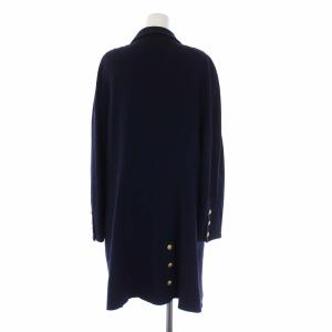CHANEL ショルカラーコート ダブル ココマーク ココボタン ネイビー