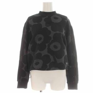 marimekko トレーナー スウェット プルオーバー モックネック ウニッコ柄 長袖 M 黒 ブラック