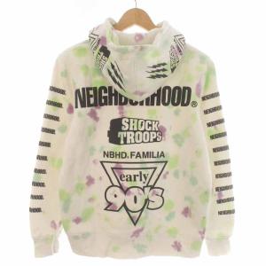 NEIGHBORHOOD DYE/CE-HOODED . LS パーカー プルオーバー タイダイ柄 ロゴ 長袖 M 白 ホワイト 191STNH-CSM03