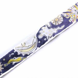 Christian Dior ミッツァ スカーフ 月 太陽 総柄 絹 シルク100％ 白 紺 ホワイト ネイビー