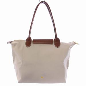 Longchamp ルプリアージュ トートバッグ ハンドバッグ ナイロン カーフレザー ベージュ 茶 ブラウン