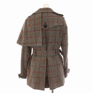 Lois CRAYON ショート トレンチコート グレンチェック ウール アウター M 黒 ベージュ 赤