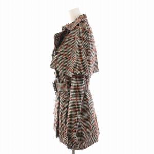 Lois CRAYON ショート トレンチコート グレンチェック ウール アウター M 黒 ベージュ 赤