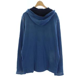 DIESEL パーカー ジップアップ USED加工 カットオフ フェイクレイヤード L 青 ブルー