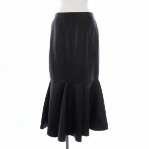 23SS SYNTHETIC LEATHER PEPLUM SKIRT ペプラムスカート ロング フェイクレザー 38 M