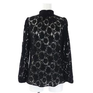 DOLCE&GABBANA カットソー 総レース 長袖 リボン 38 XS 黒 ブラック