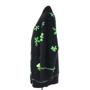 PRADA P25G32 2018年製 ビジュー モヘヤ カーディガン ニット 長袖 38 ブラック グリーン