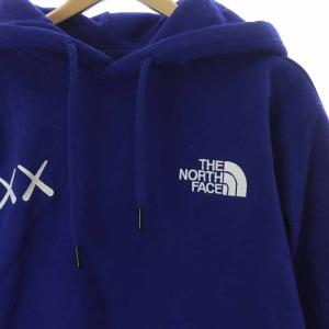 THE NORTH FACE KAWS PULLOVER HOODIE プルオーバーパーカー 裏起毛 ロゴ刺繍 オーバーサイズ S 青 ブルー A7WLI