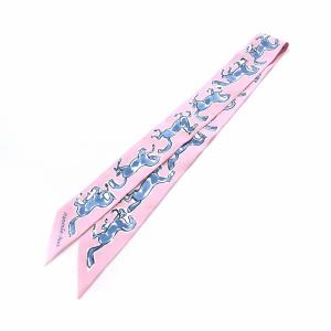 HERMES ツイリー chevaux en liberte 自由の馬 スカーフ 絹 シルク100％ ピンク