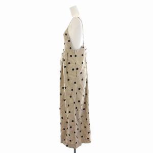 BEAUTY&YOUTH UNITED ARROWS リネンドットキャミソールサロペット オールインワン オーバーオール 麻100％ S ベージュ 黒