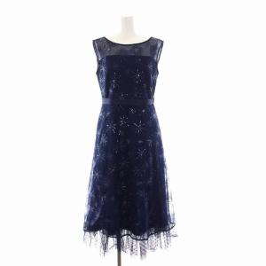20AW ドレス ワンピース ノースリーブ スパンコール チュール 36 S 紺 ネイビー