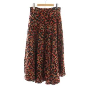 GRACE CONTINENTAL 20AW サラサフラワーJQスカート フレア ロング ミモレ ジャガード 総柄 花柄 ウール混 38 M ダークブラウン オレンジ