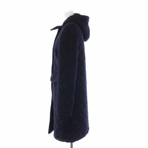 MACKINTOSH キルティングコート 中綿 アウター ロング 裏地ボア フード 34 XS 紺 ネイビー