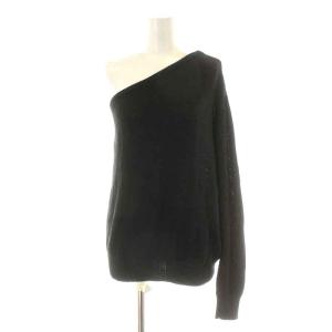 22SS Si/Co Asymmetry プルオーバー ニット セーター 長袖 ノースリーブ 絹 シルク F 黒 ブラック