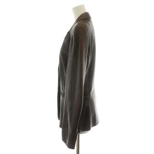 Max Mara 白タグ テーラードジャケット シングル ラムレザー 羊革 42 L 茶 ブラウン