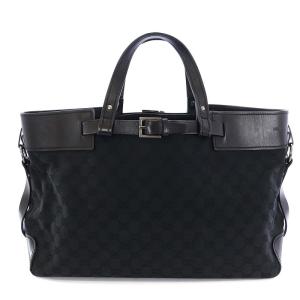GUCCI GGキャンバス トートバッグ ハンドバッグ 黒 ブラック 106251  214397