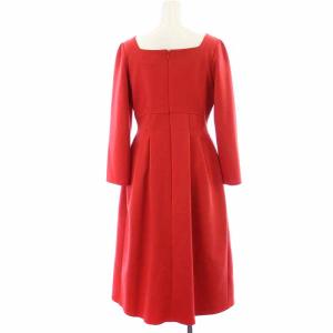CELFORD フィット＆フレアカットワンピース ひざ丈 スクエアネック 五分袖 38 M 赤 レッド