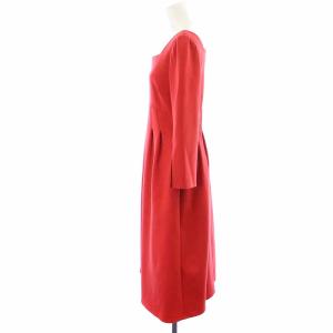 CELFORD フィット＆フレアカットワンピース ひざ丈 スクエアネック 五分袖 38 M 赤 レッド