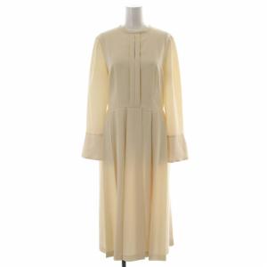プリーツドレス ワンピース ひざ丈 シフォン 長袖 CWF0181032 38 M クリーム色
