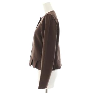 M'S GRACY ニットカーディガン 長袖 フリル ビジュー装飾 ウール混 40 M 茶 ブラウン