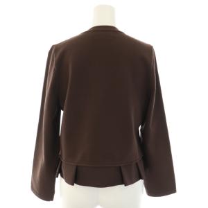 M'S GRACY ニットカーディガン 長袖 フリル ビジュー装飾 ウール混 40 M 茶 ブラウン