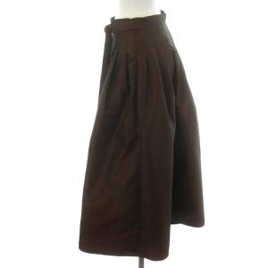 ANAYI 21AW シャンブレータフタタック フレアスカート ミモレ ロング 38 M 茶 ブラウン