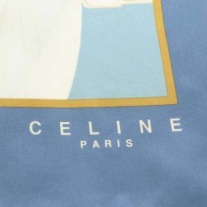 CELINE スカーフ 花柄 シルク 絹 青 ブルー 白 ホワイト