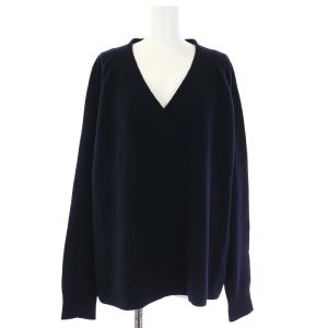 17AW ミドルゲージKNIT ニット セーター Vネック 長袖 カシミヤ混 紺 ネイビー 17080500702030