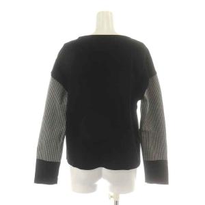 TO BE CHIC セットアップ 上下 ニット セーター 長袖 クルーネック フレアスカート ひざ丈 千鳥格子 40 M 黒 ブラック 白 ホワイト