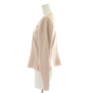 TO BE CHIC 近年モデル ニットカーディガン 長袖 クルーネック ペプラム ビーズ ビジュー装飾 40 M ピンク