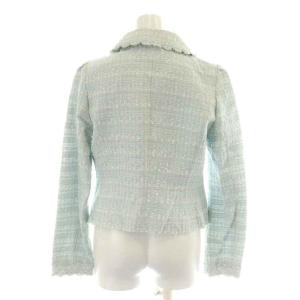 TO BE CHIC 21SS ジャケット ステンカラー ツイード スカラップ 麻 リネン混 40 M 水色