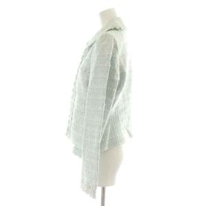 TO BE CHIC 21SS ジャケット ステンカラー ツイード スカラップ 麻 リネン混 40 M 水色