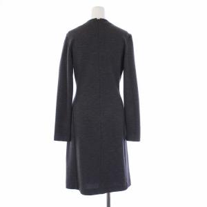 Salvatore Ferragamo ワンピース ロング 長袖 フリル ウール 42 M グレー
