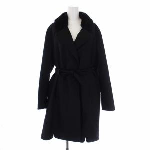 チェスターコート 中綿 アウター ロング 裏地総柄 ラムファー 黒 ブラック