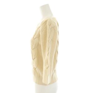 Max Mara ニット セーター ボートネック 七分袖 ケーブル編み ウール S アイボリー