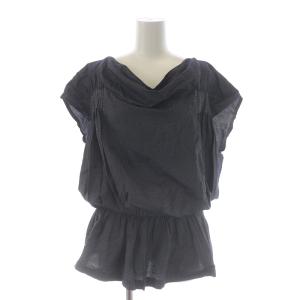 チュニック ボートネック ドレープ ノースリーブ ストライプ 2 M 紺 ネイビー