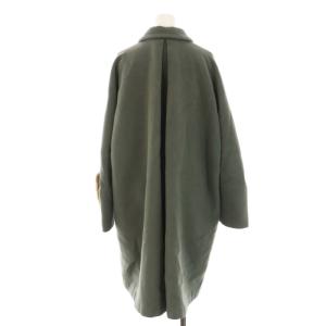 MUVEIL ステンカラーコート メルトンコート アウター ミドル フェイクファー ウール 36 S 緑 グリーン 茶 ブラウン