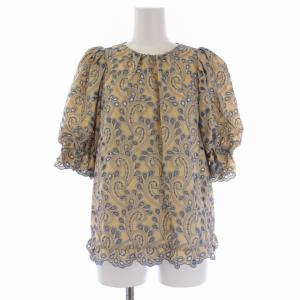 ANAYI 21SS セットアップ ブラウス 半袖 フレアスカート ロング 刺繍 総柄 38 36 ベージュ