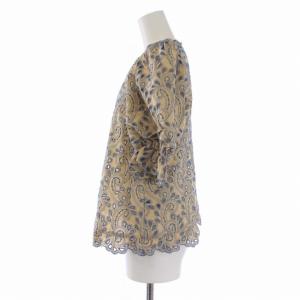 ANAYI 21SS セットアップ ブラウス 半袖 フレアスカート ロング 刺繍 総柄 38 36 ベージュ