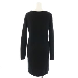 lucien pellat finet ニットワンピース ひざ丈 Vネック 長袖 スカル刺繍 カシミヤ M 黒 ブラック